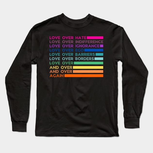 Love over hate Love over indifference Love over Ignorance Love over Ego Love over Long Sleeve T-Shirt by JustBeSatisfied